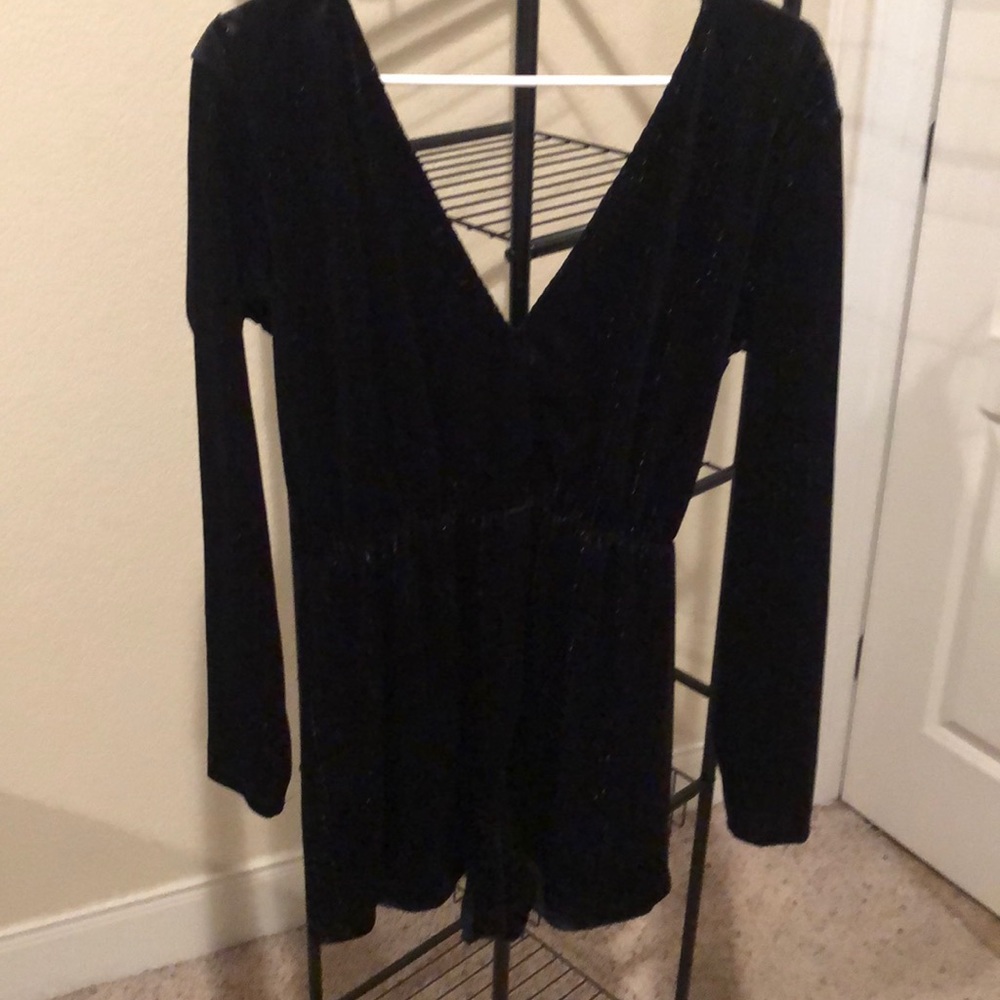 Black velvet romper